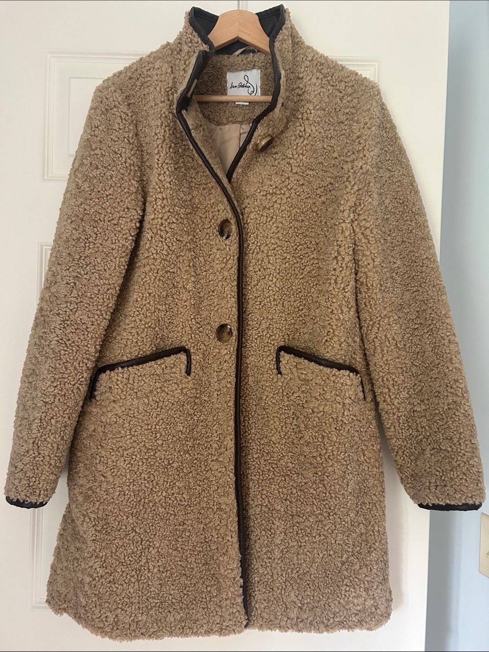 Sam Edelman Camel Teddy Coat with Dark Trim